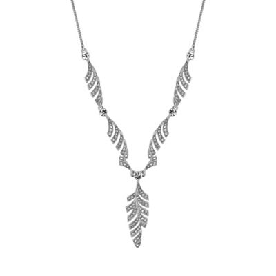 Designer pave leaf y necklace